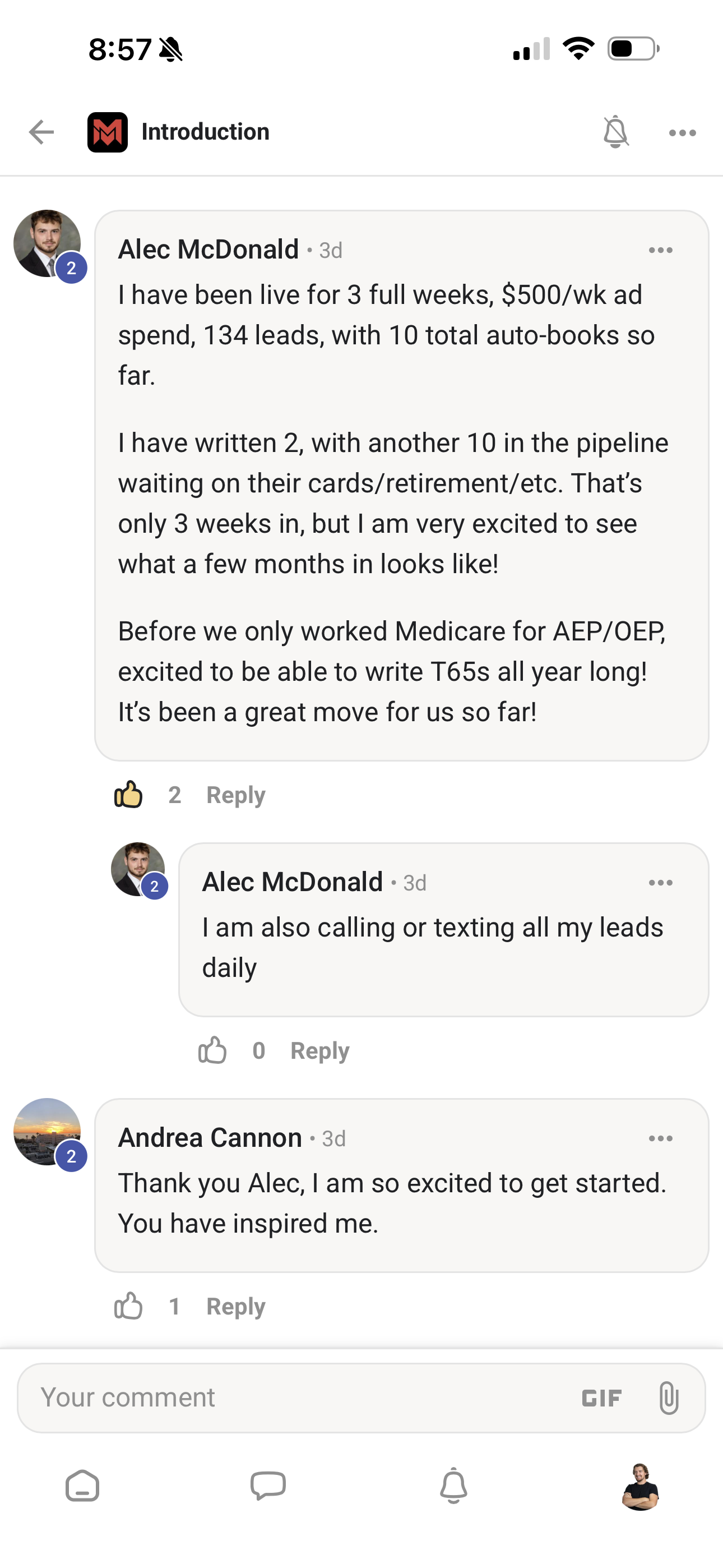 Agent results: 134 leads in 3 weeks, 2 written, 10 in pipeline