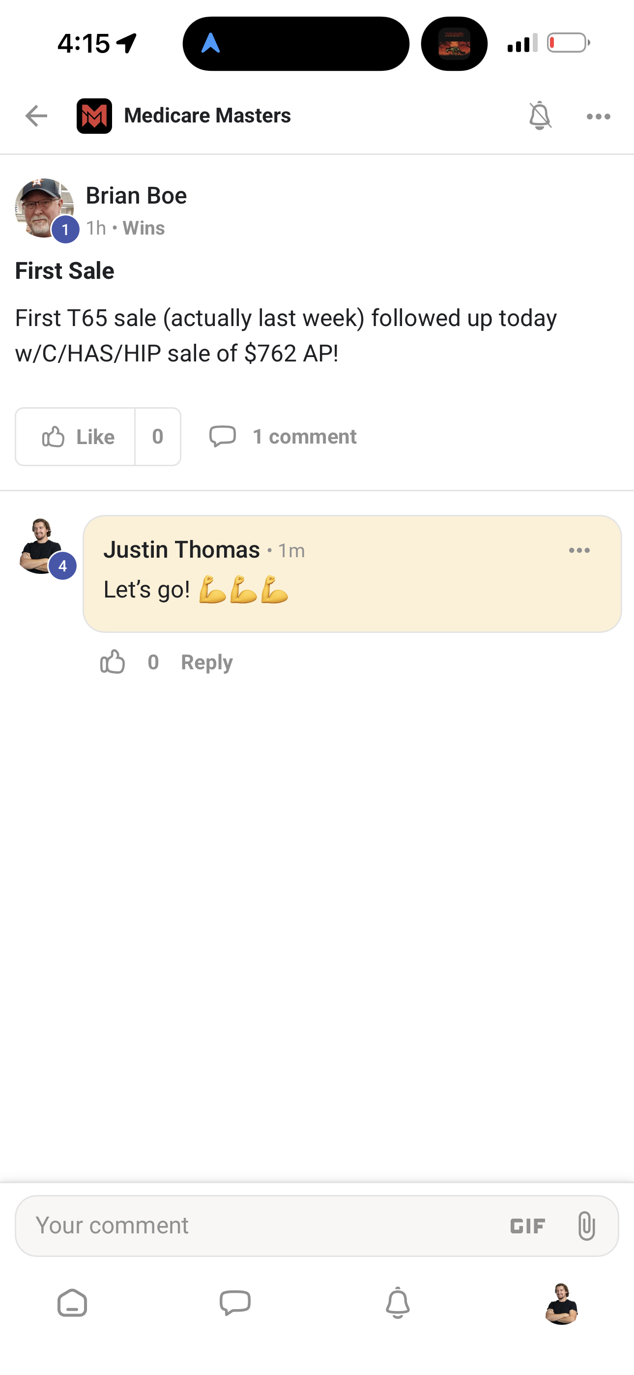 Brian Boe: First sale ever, $762 AP