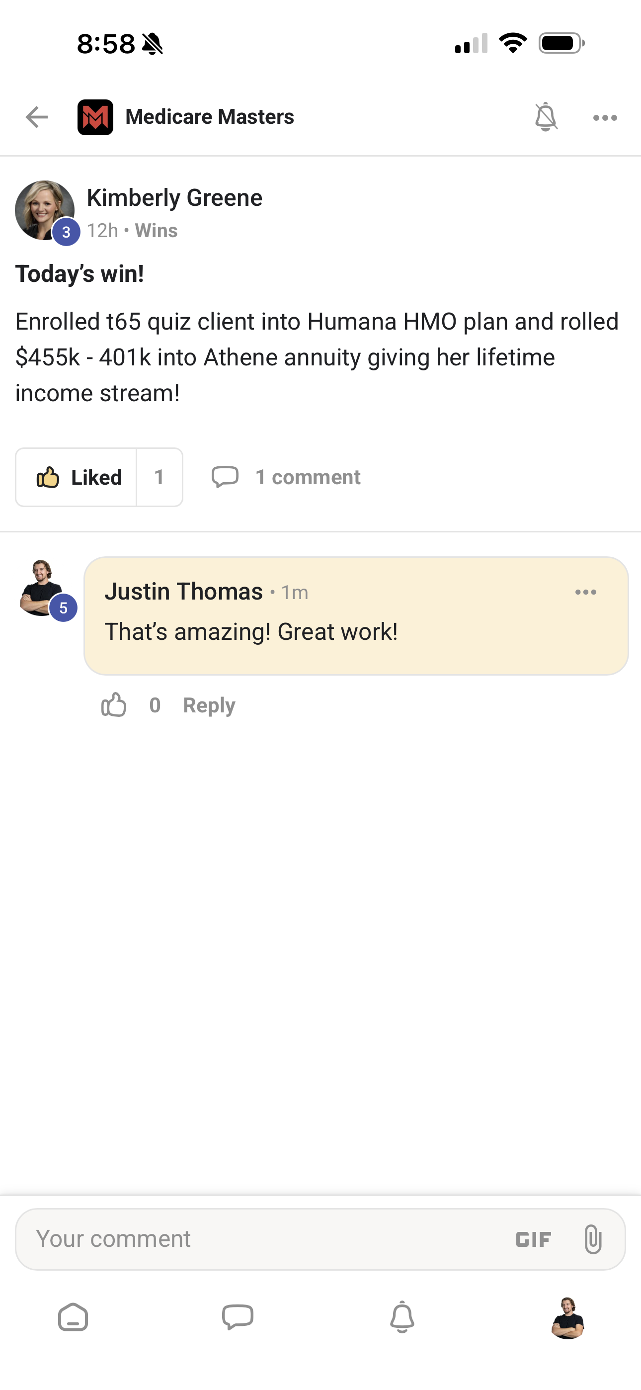 Kimberly Greene: T65 enrollment + $455K annuity rollover